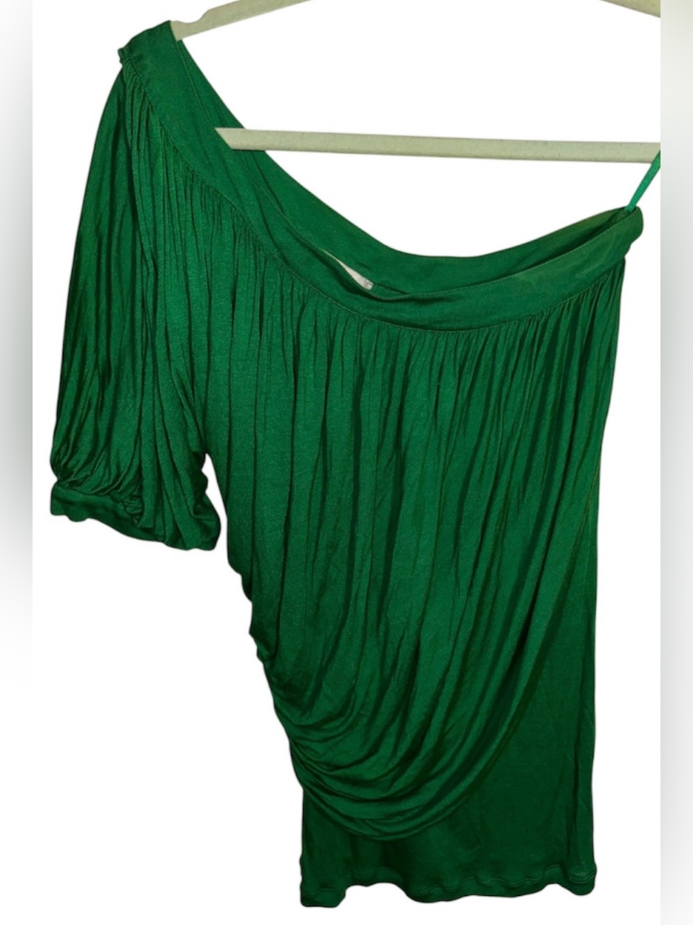 Vintage Givenchy Paris Green Asymmetrical Draped Top XS Made in France